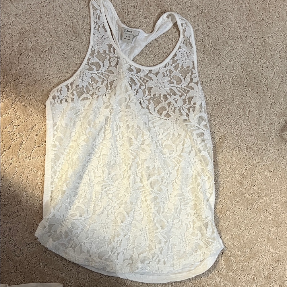 Ariat White Lace Tank Top